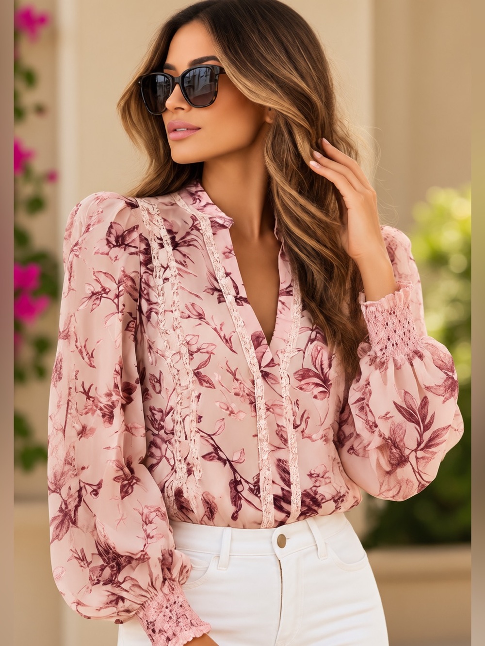 Alice + Olivia Arlette Blouse - Mystic Garden- English Rose ✨